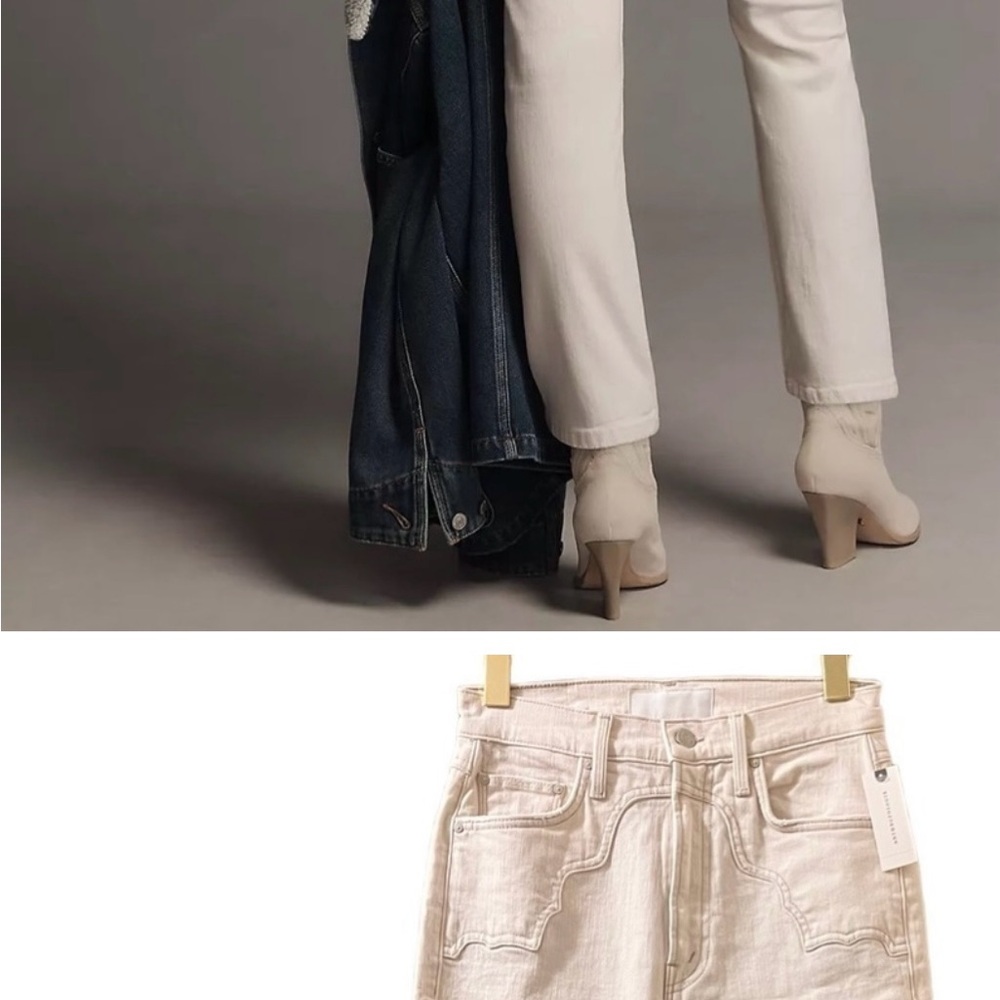 MOTHER Women's Straight Leg Jeans in Cream - Picture 11 of 13